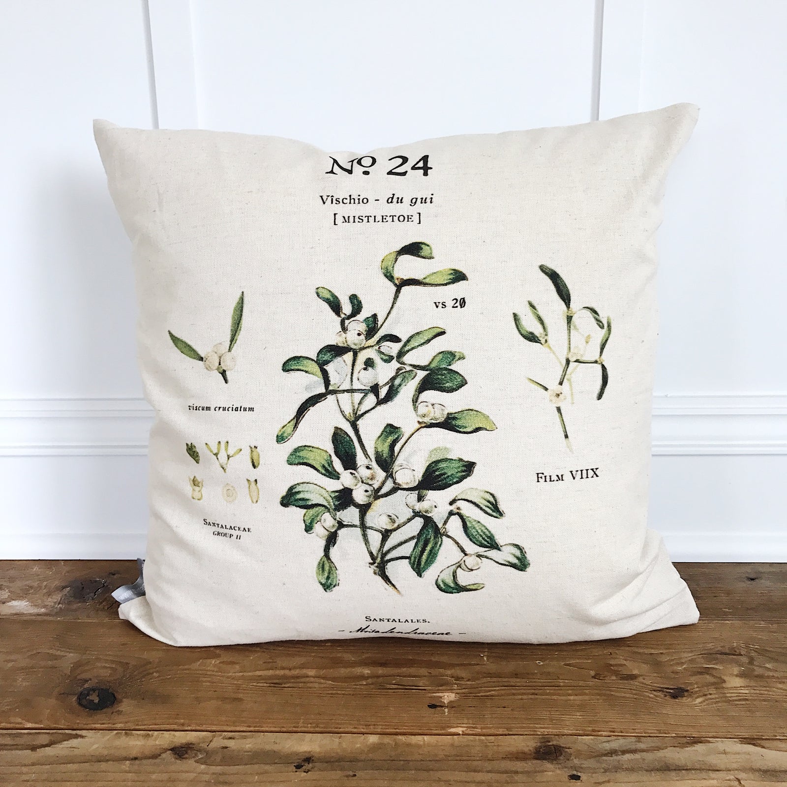 Mistletoe Botanical Pillow Cover - Linen and Ivory