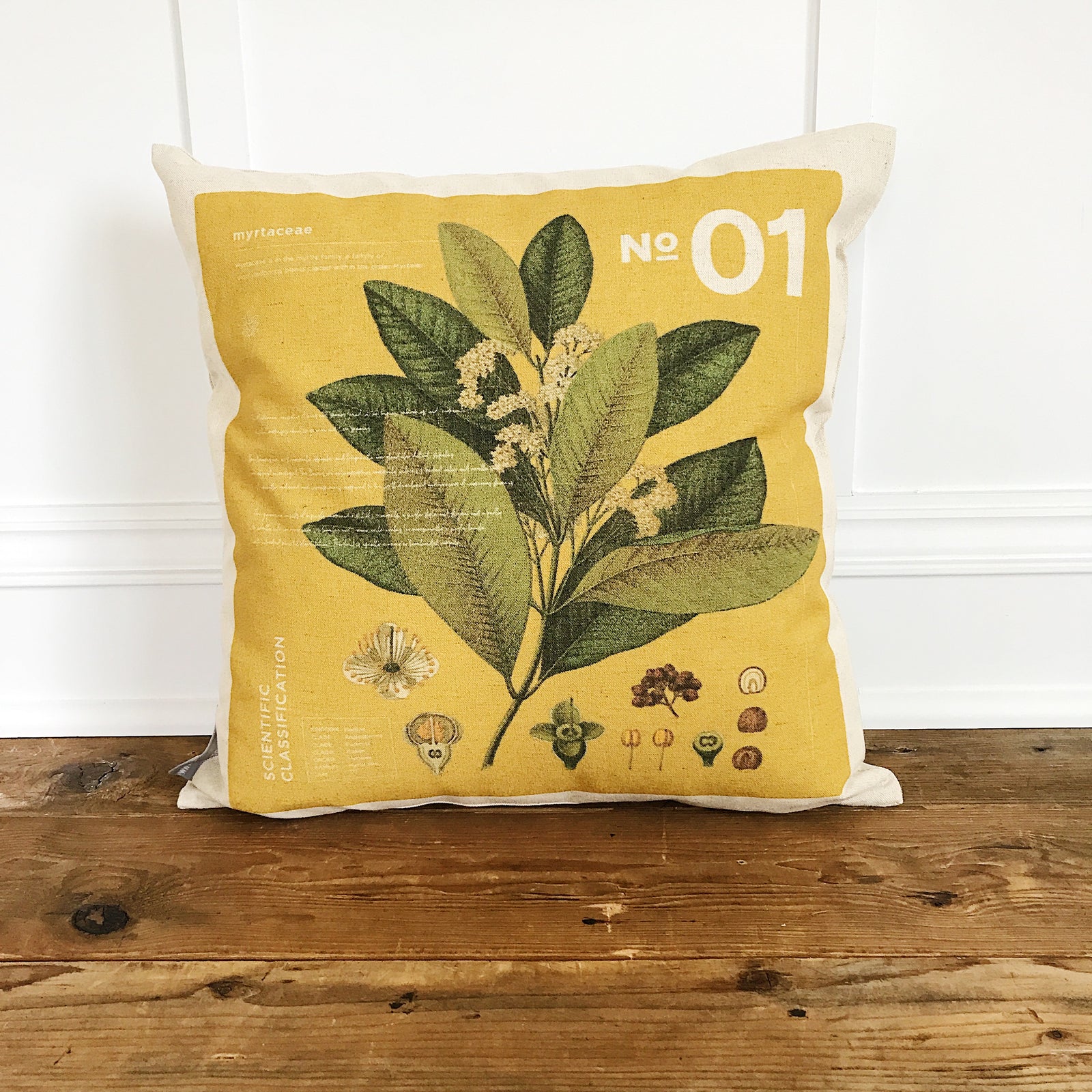 Modern Botanical 1 Pillow Cover (Yellow) - Linen and Ivory