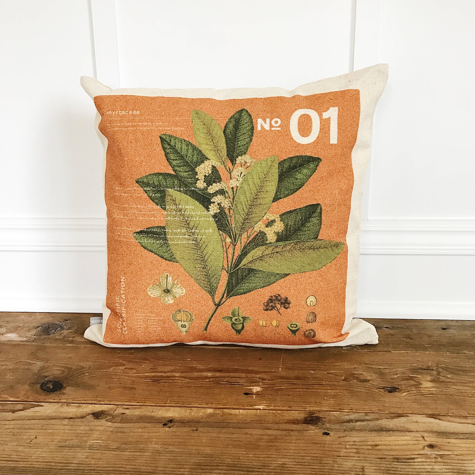 Modern Botanical 1 Pillow Cover (Burnt Orange) - Linen and Ivory