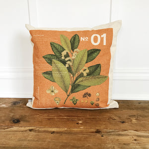 Modern Botanical 1 Pillow Cover (Burnt Orange) - Linen and Ivory