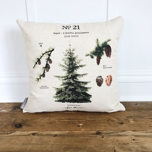 Fir Tree Botanical Pillow Cover - Linen and Ivory