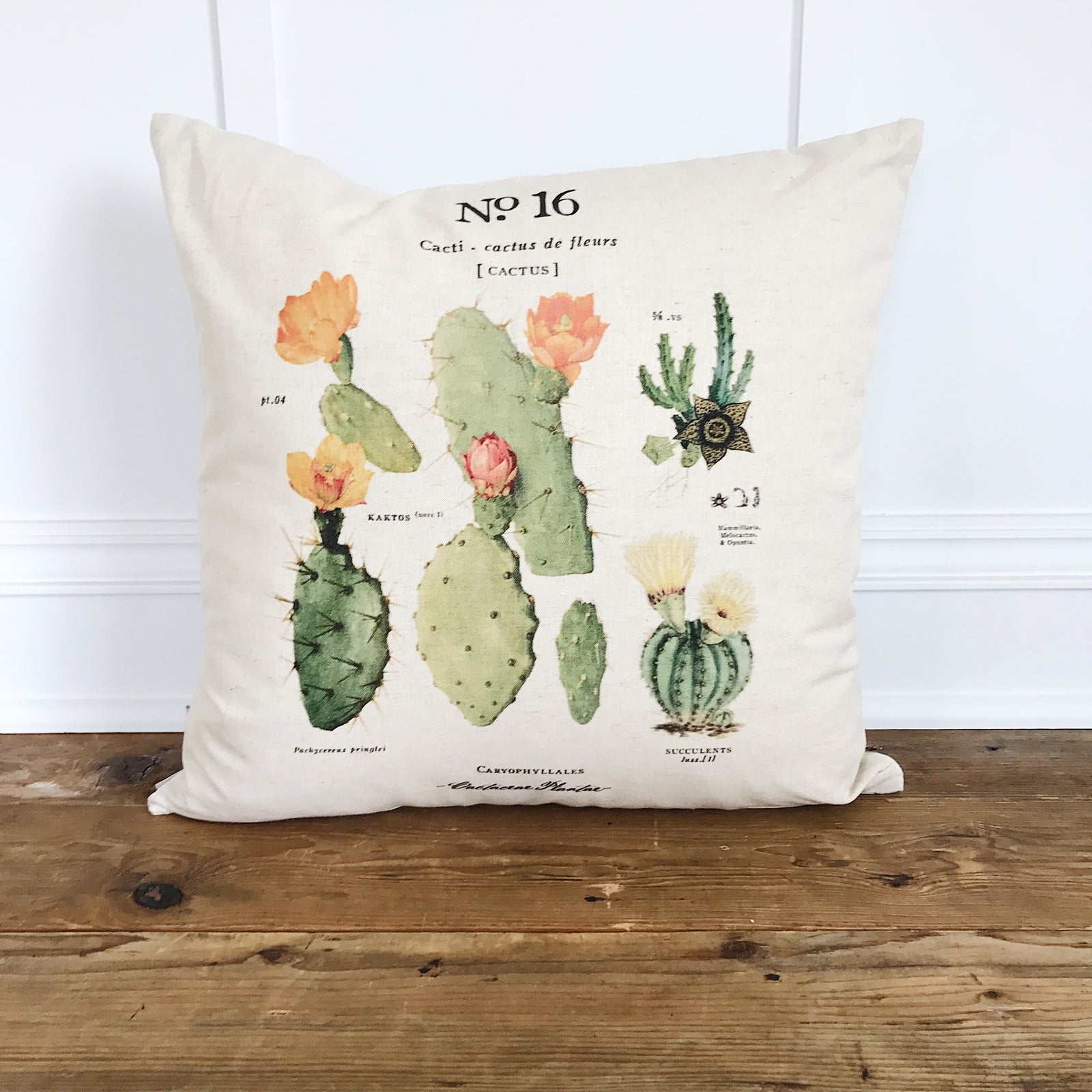 Cactus No. 16 Botanical Pillow Cover - Linen and Ivory