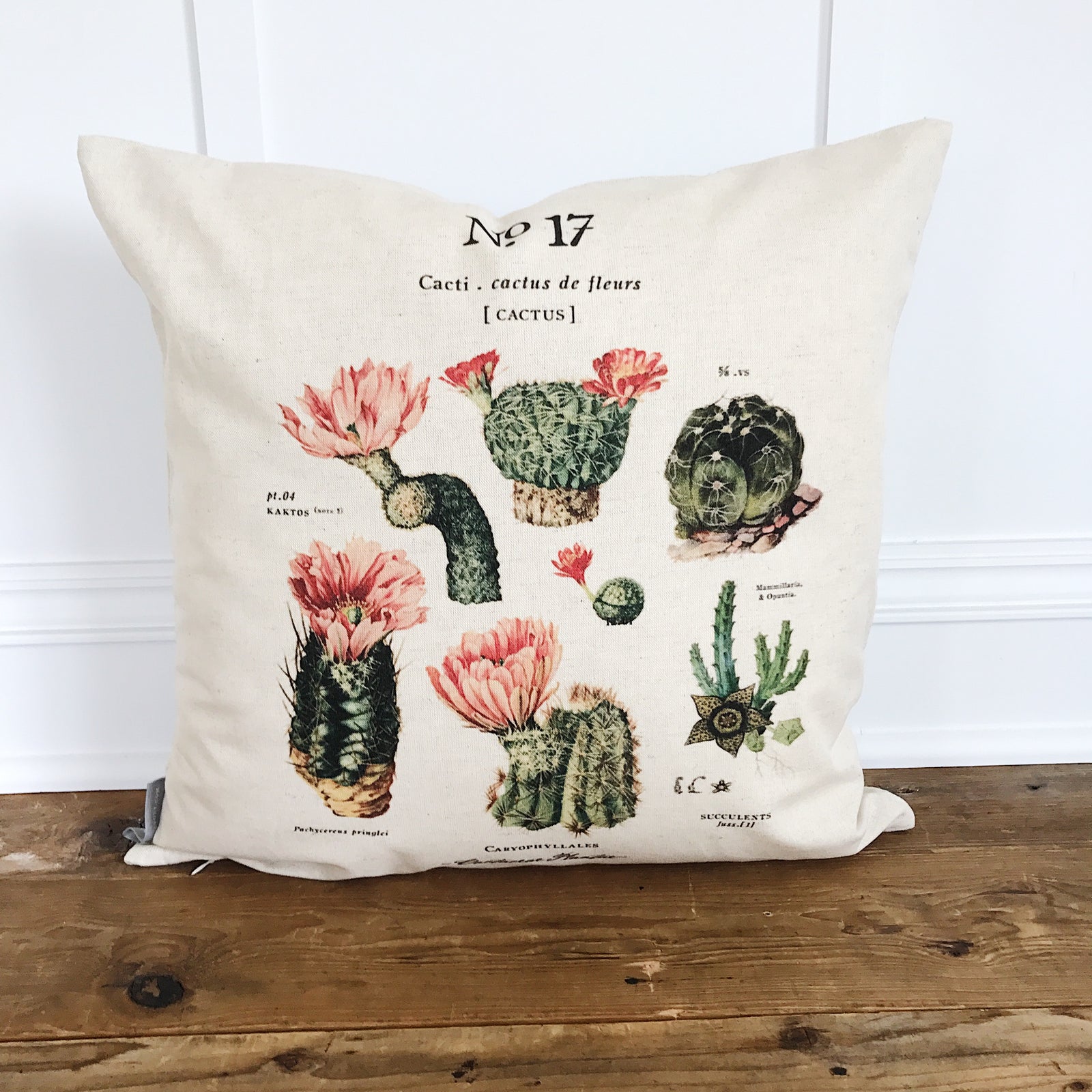 Cactus No. 17 Botanical Pillow Cover - Linen and Ivory