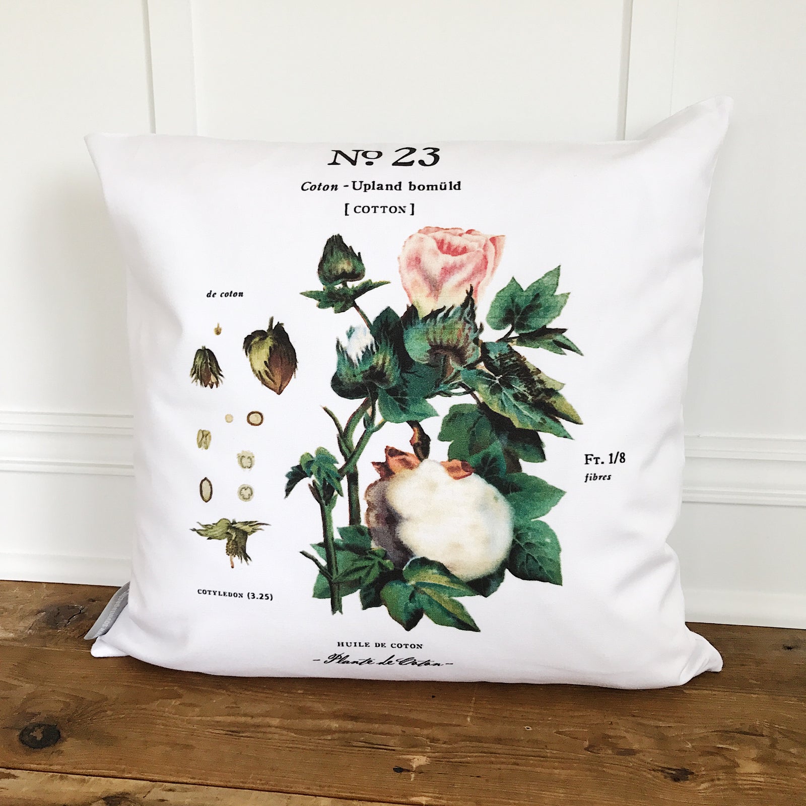 Cotton No. 23 Botanical Pillow Cover - Linen and Ivory