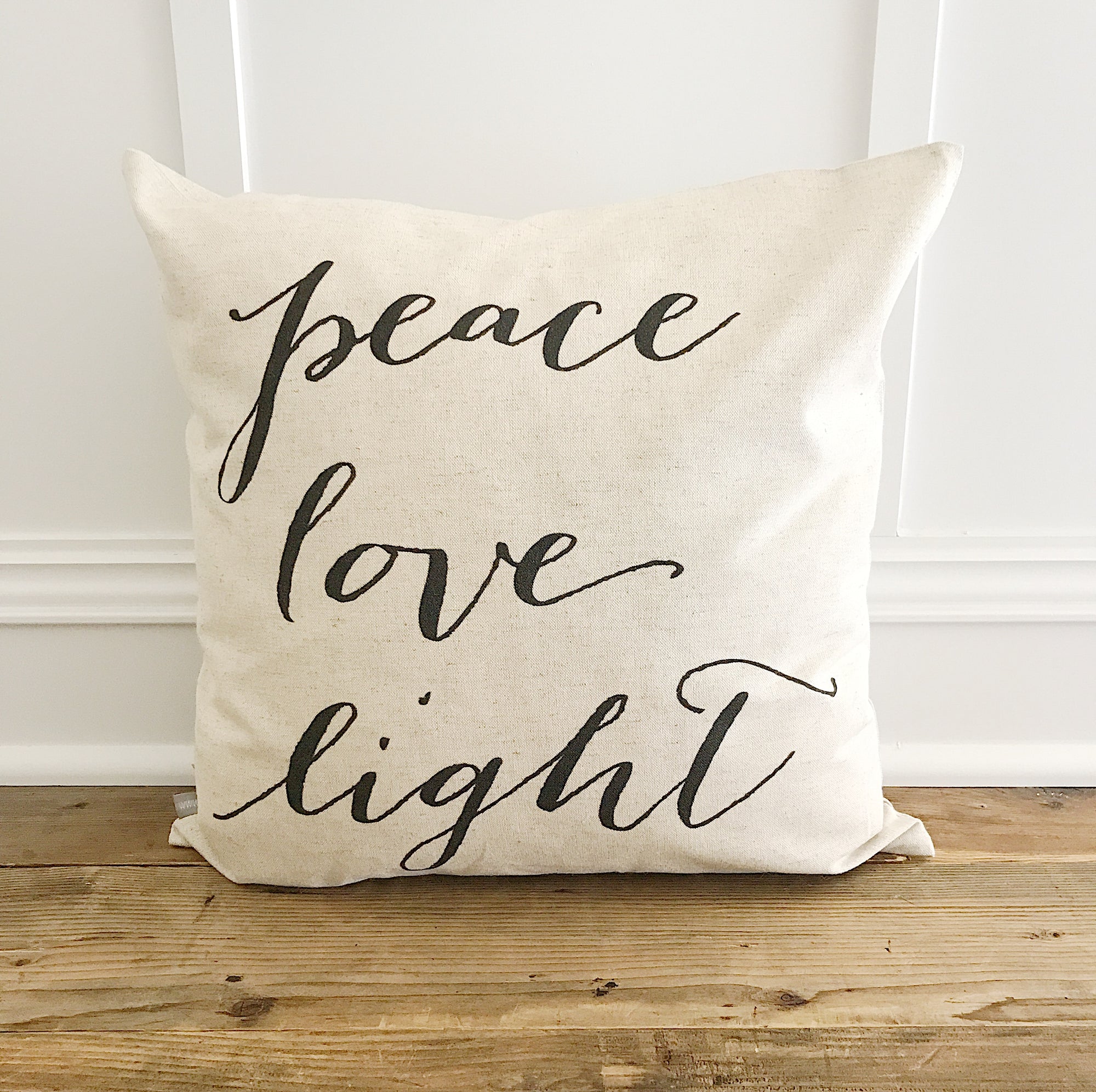 Peace Love Light Pillow Cover - Linen and Ivory