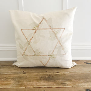 Watercolor Star of David Pillow Cover - Linen and Ivory