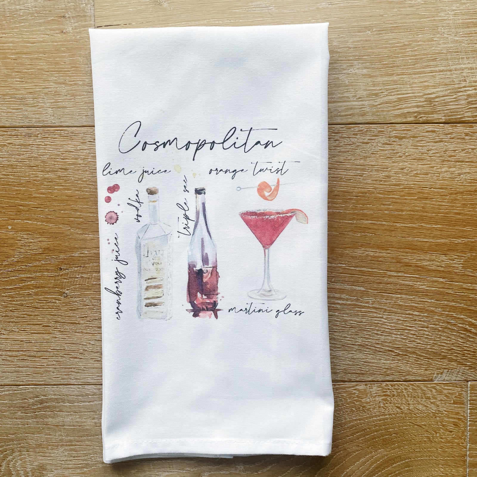 Cosmopolitan Watercolor Tea Towel