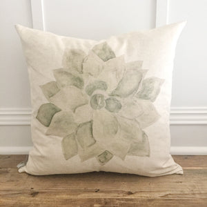 Succulent Cactus Pillow Cover - Linen and Ivory
