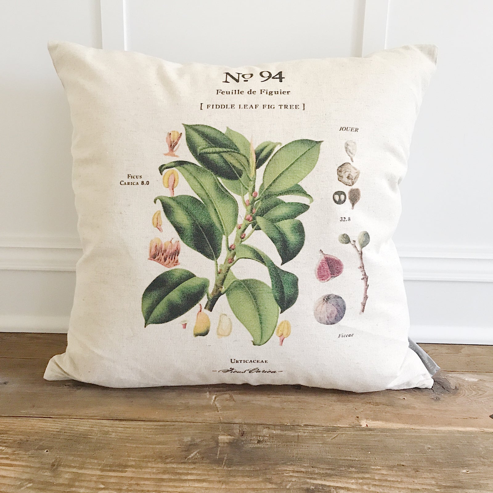 Fiddle Leaf Botanical Pillow Cover - Linen and Ivory