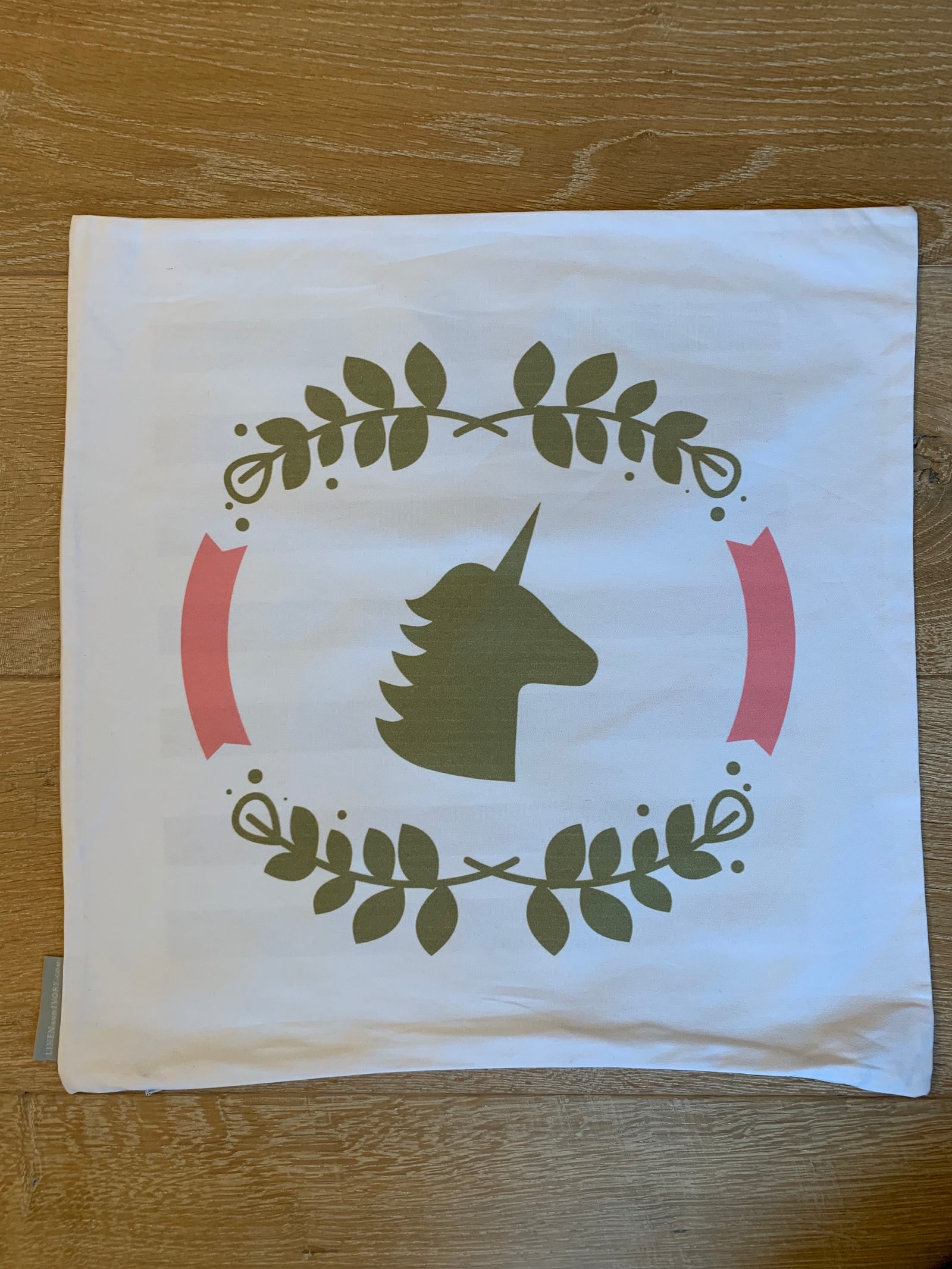 SALE "SECOND" 20" Unicorn Pillow Cover (White Canvas)