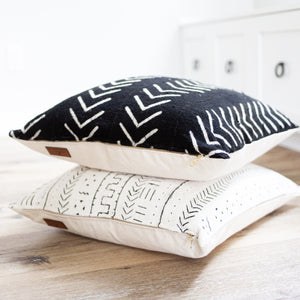 BLYTHE || Black & White Authentic African Mud Cloth Pillow Cover