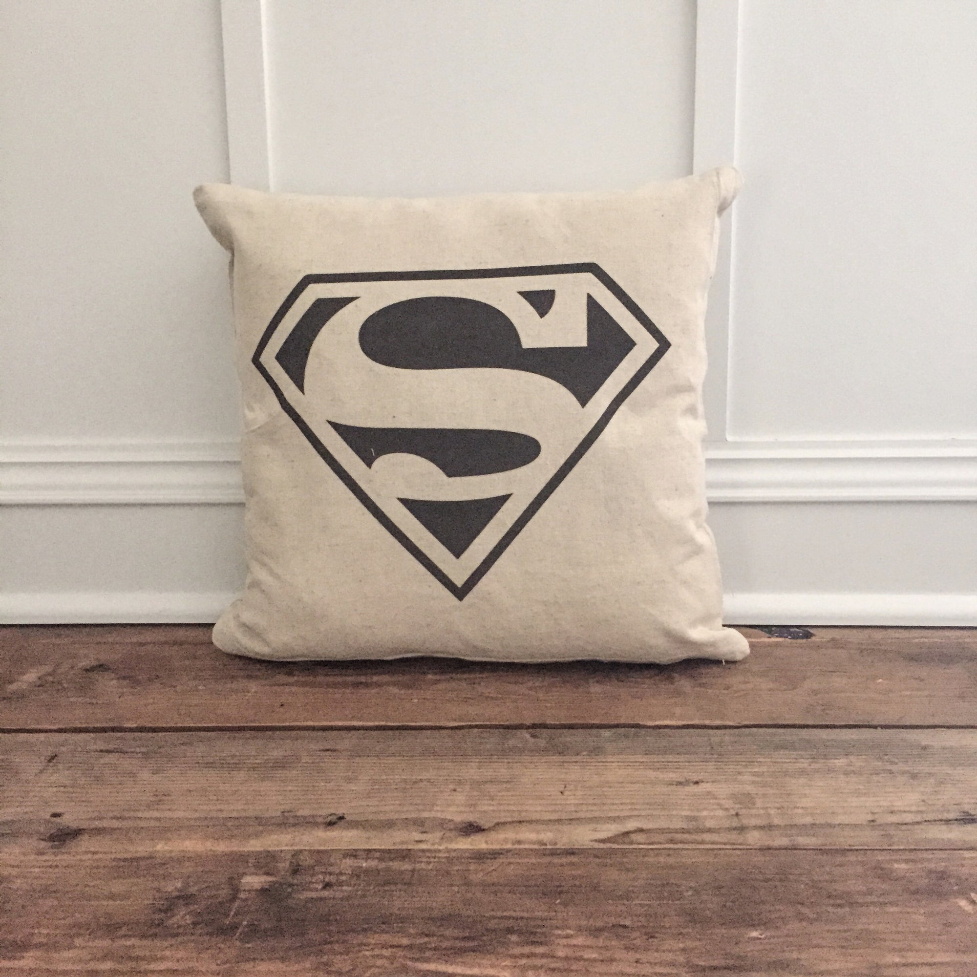 Vintage Superman Pillow Cover - Linen and Ivory