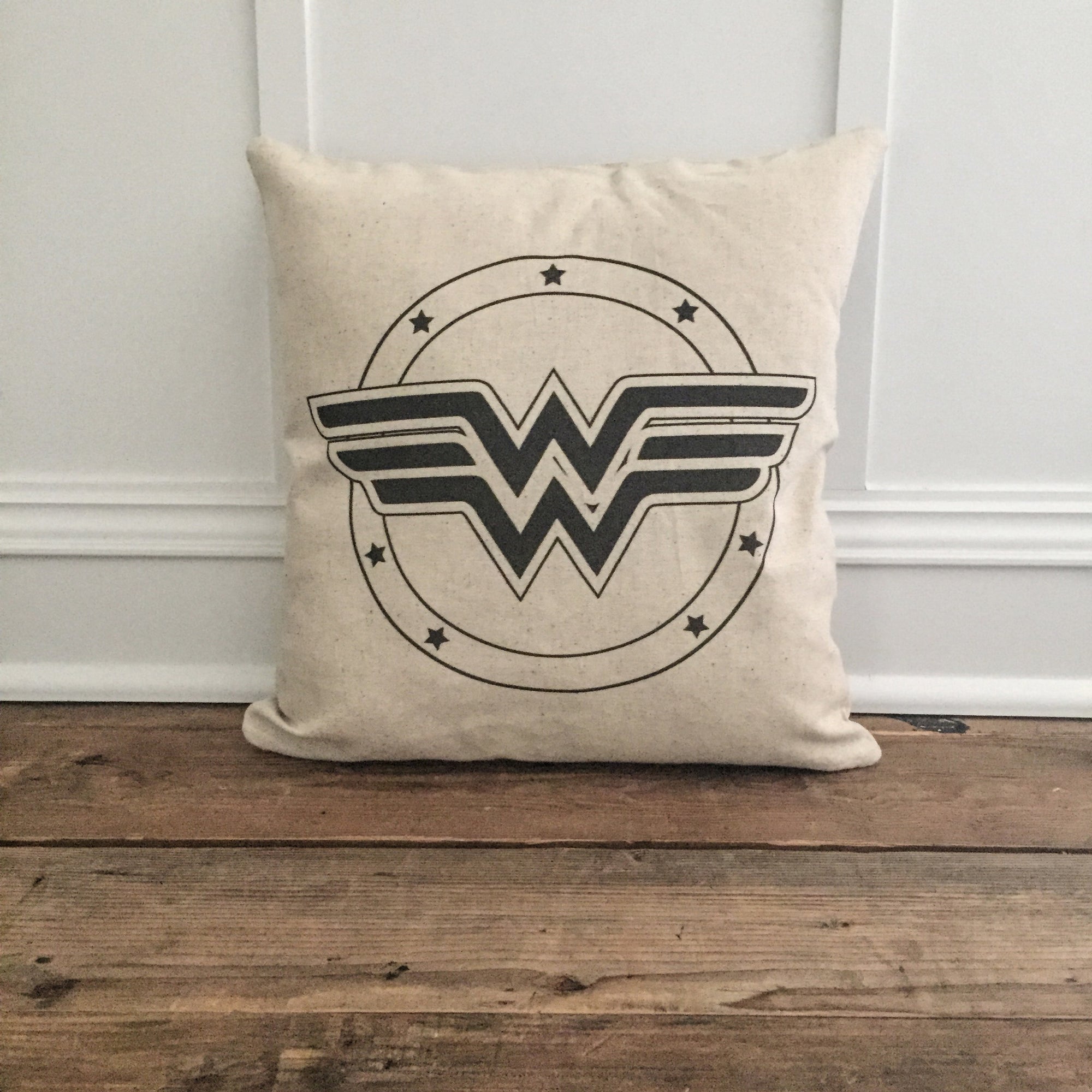 Vintage Wonder Woman Pillow Cover - Linen and Ivory