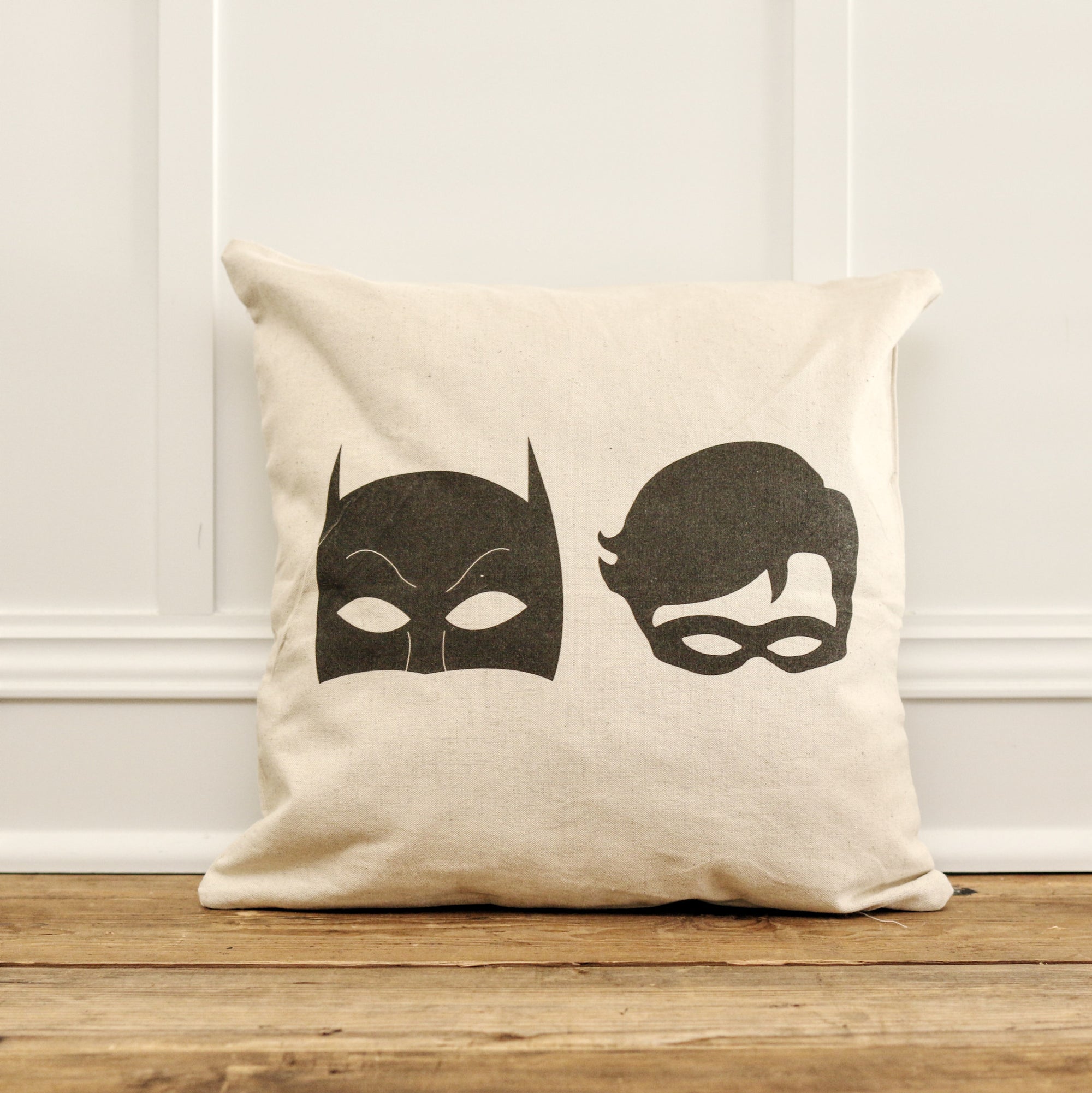 Vintage Batman & Robin Pillow Cover - Linen and Ivory