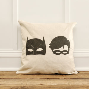 Vintage Batman & Robin Pillow Cover - Linen and Ivory