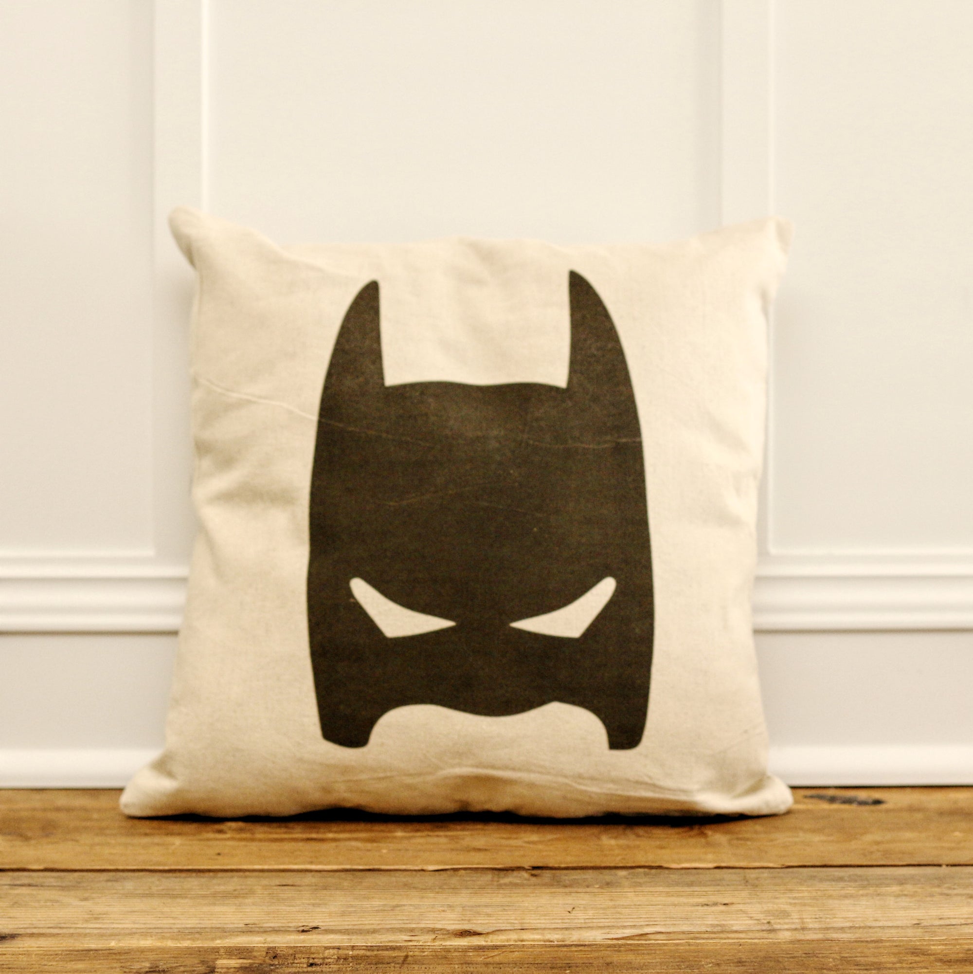 Vintage Batman Mask Pillow Cover - Linen and Ivory