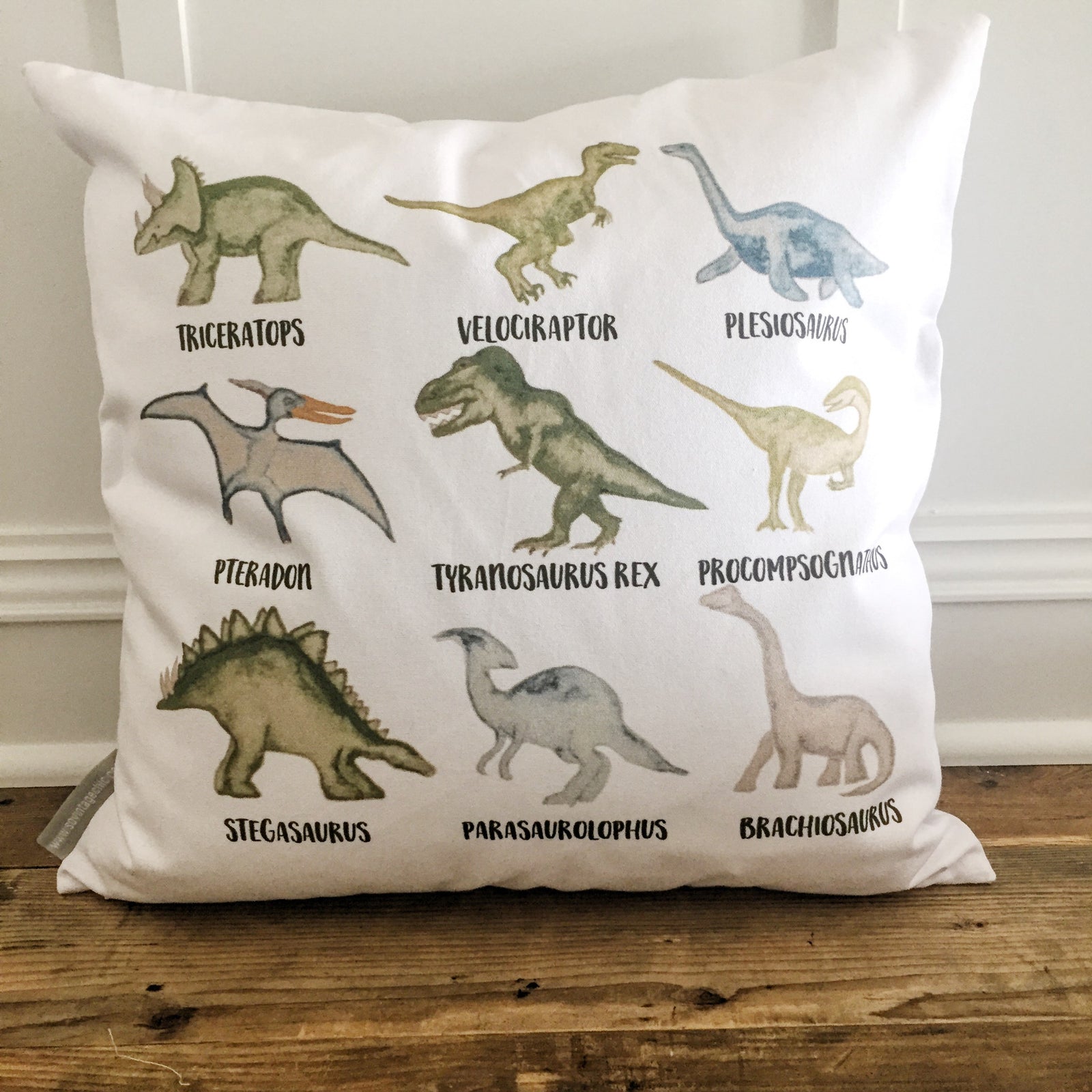 Dinosaur Pillow Cover - Linen and Ivory