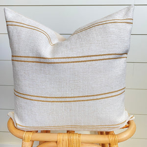 JOLENE || Mustard & Ivory Striped Pillow Cover