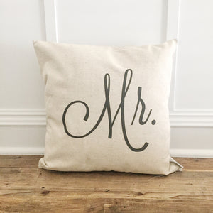 Mr. & Mrs. Pillow Cover (Set of 2) - Linen and Ivory