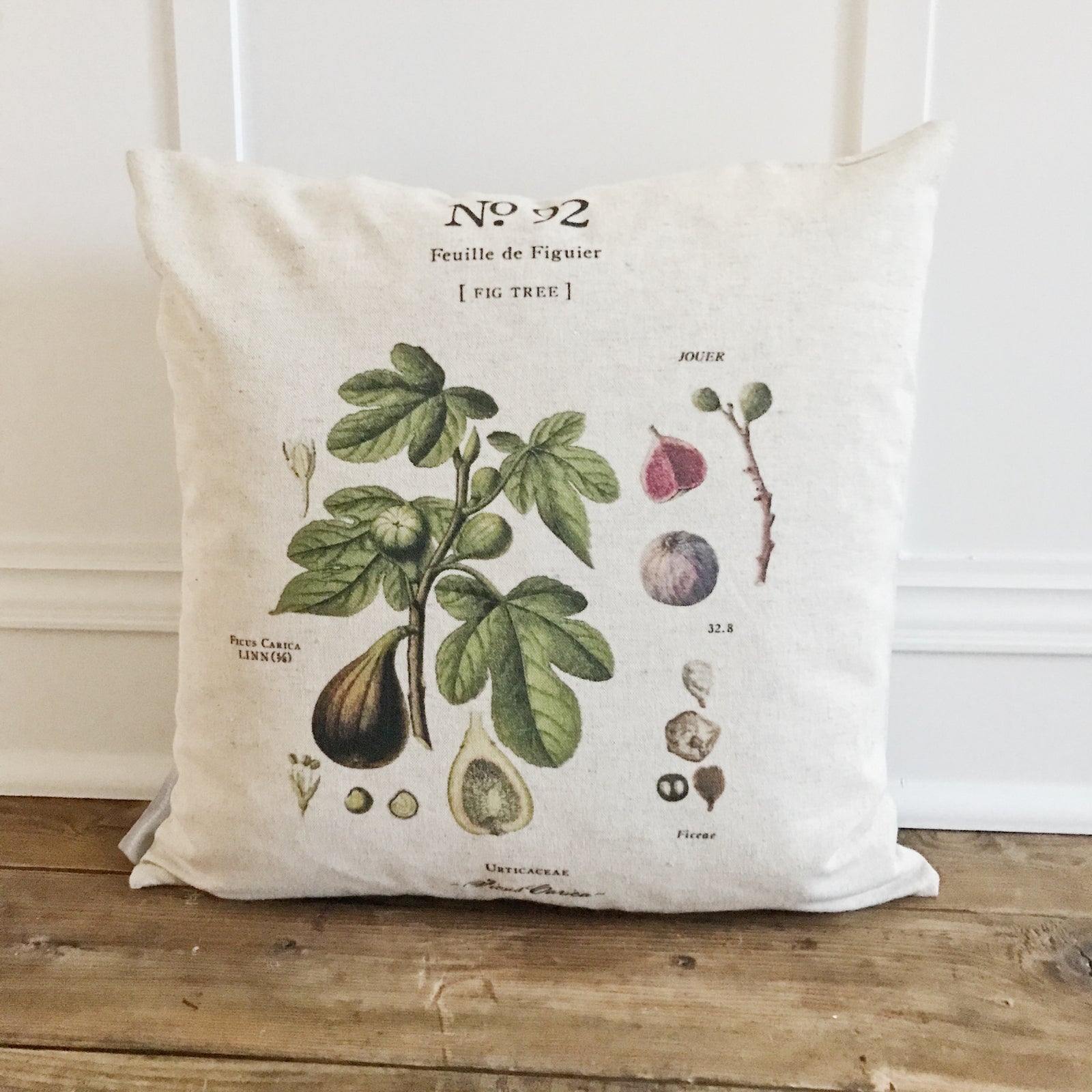 Fig Leaf Botanical Pillow Cover - Linen and Ivory