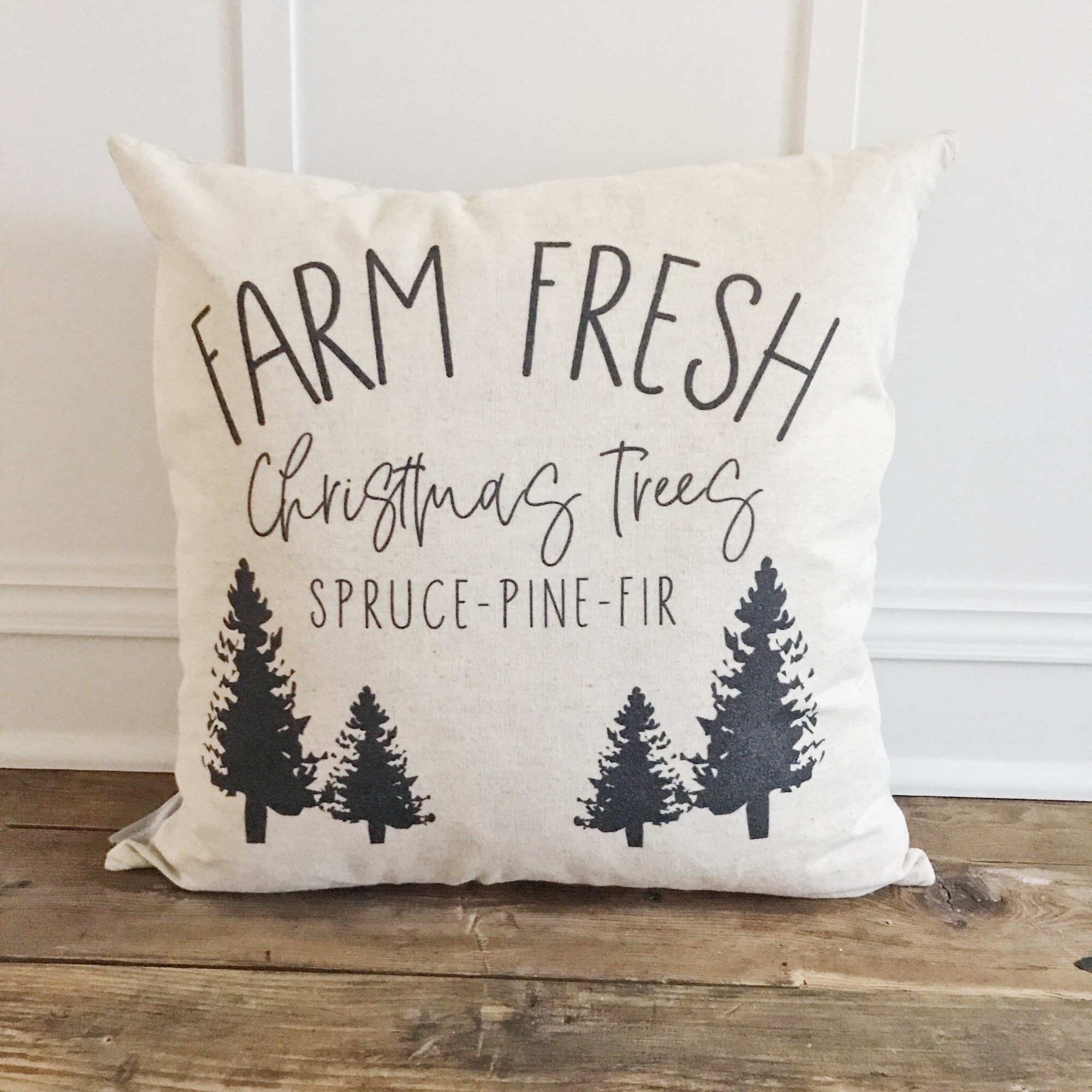 Farm Fresh Trees Pillow Cover - Linen and Ivory