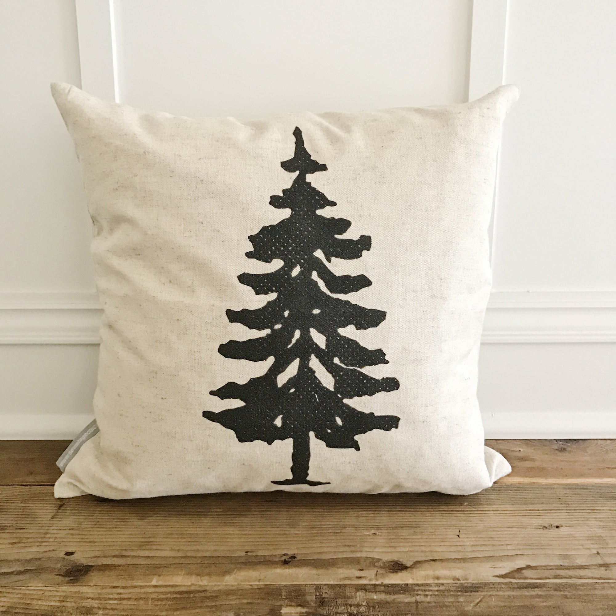 Fir Tree Pillow Cover (Design 1) - Linen and Ivory