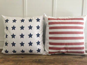 American Flag Pillow Cover (Set of 2) - Linen and Ivory