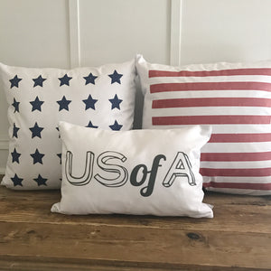 American Flag Pillow Cover (Set of 2) - Linen and Ivory