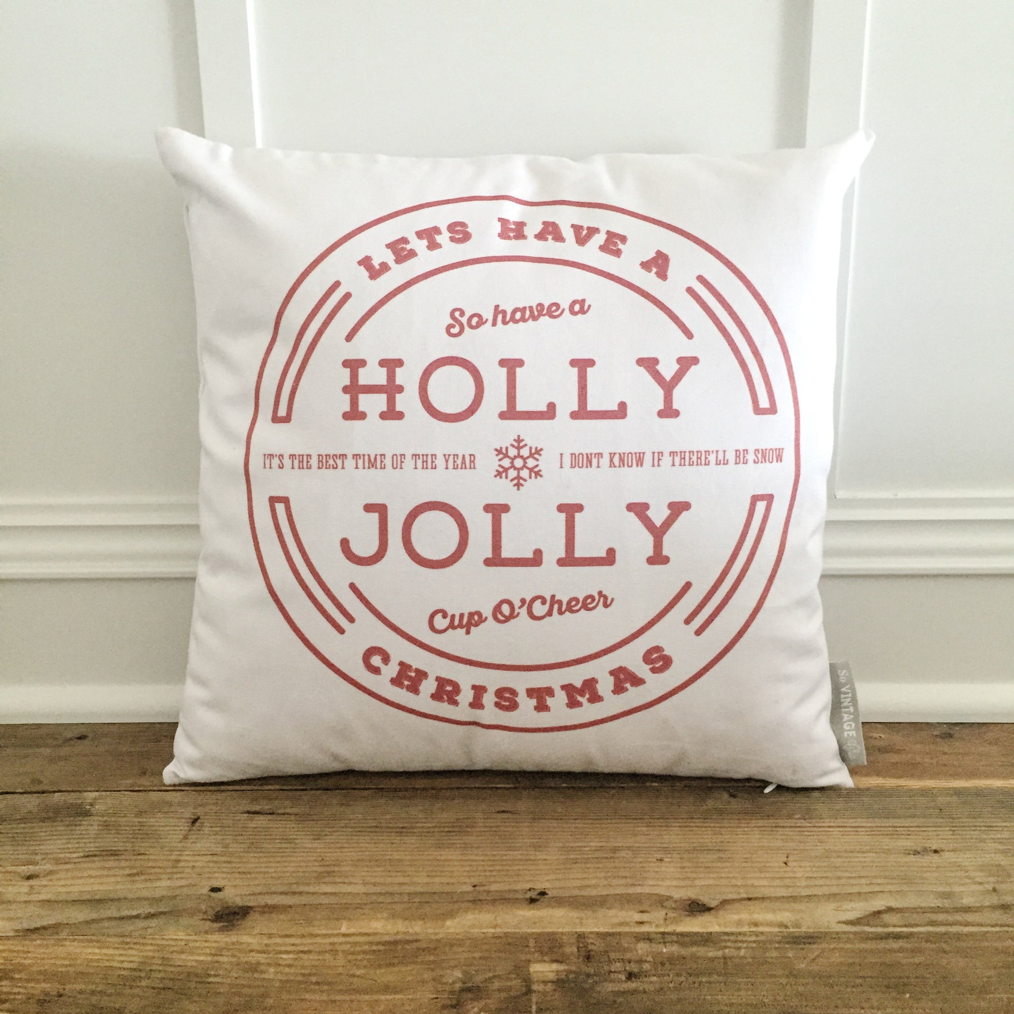 Holly Jolly Pillow Cover (Red) - Linen and Ivory
