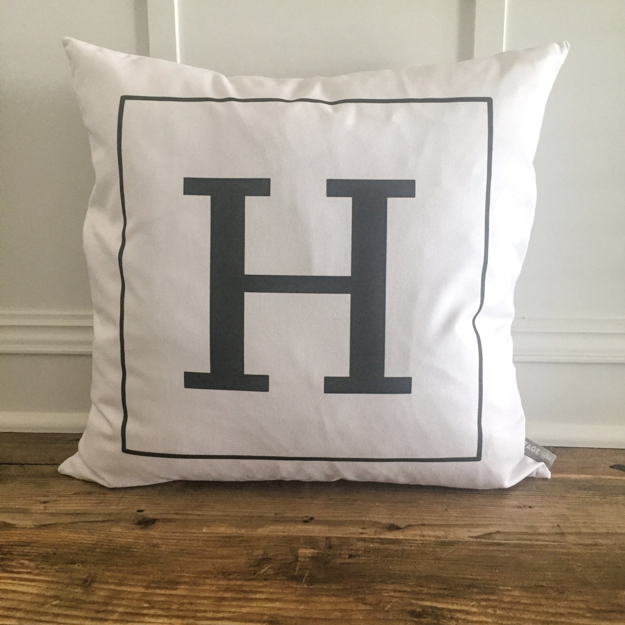 Square Monogram Pillow Cover - Linen and Ivory
