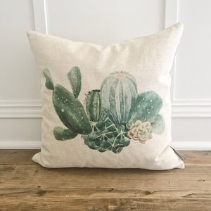 Cactus Pillow Cover - Linen and Ivory