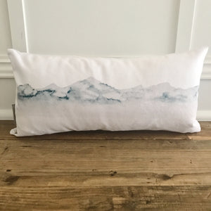 Watercolor Mountain Pillow Cover - Linen and Ivory