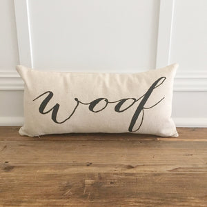 "Woof" Dog Pillow Cover - Linen and Ivory