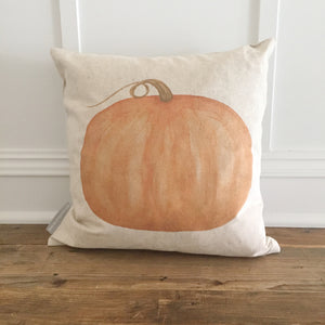 Watercolor Pumpkin Pillow Cover - Linen and Ivory