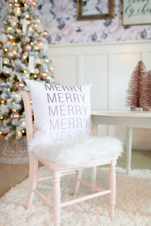 Ombre Merry Pillow Cover (Red) - Linen and Ivory