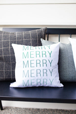 Ombre Merry Pillow Cover (Green) - Linen and Ivory