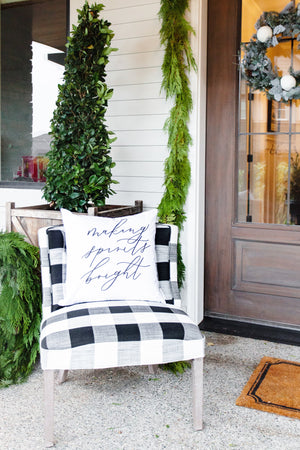 Making Spirits Bright Calligraphy Pillow Cover - Linen and Ivory