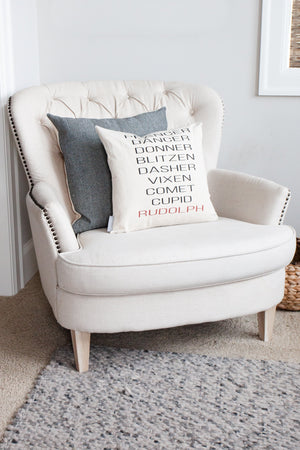 Reindeer Names (Modern) Pillow Cover - Linen and Ivory