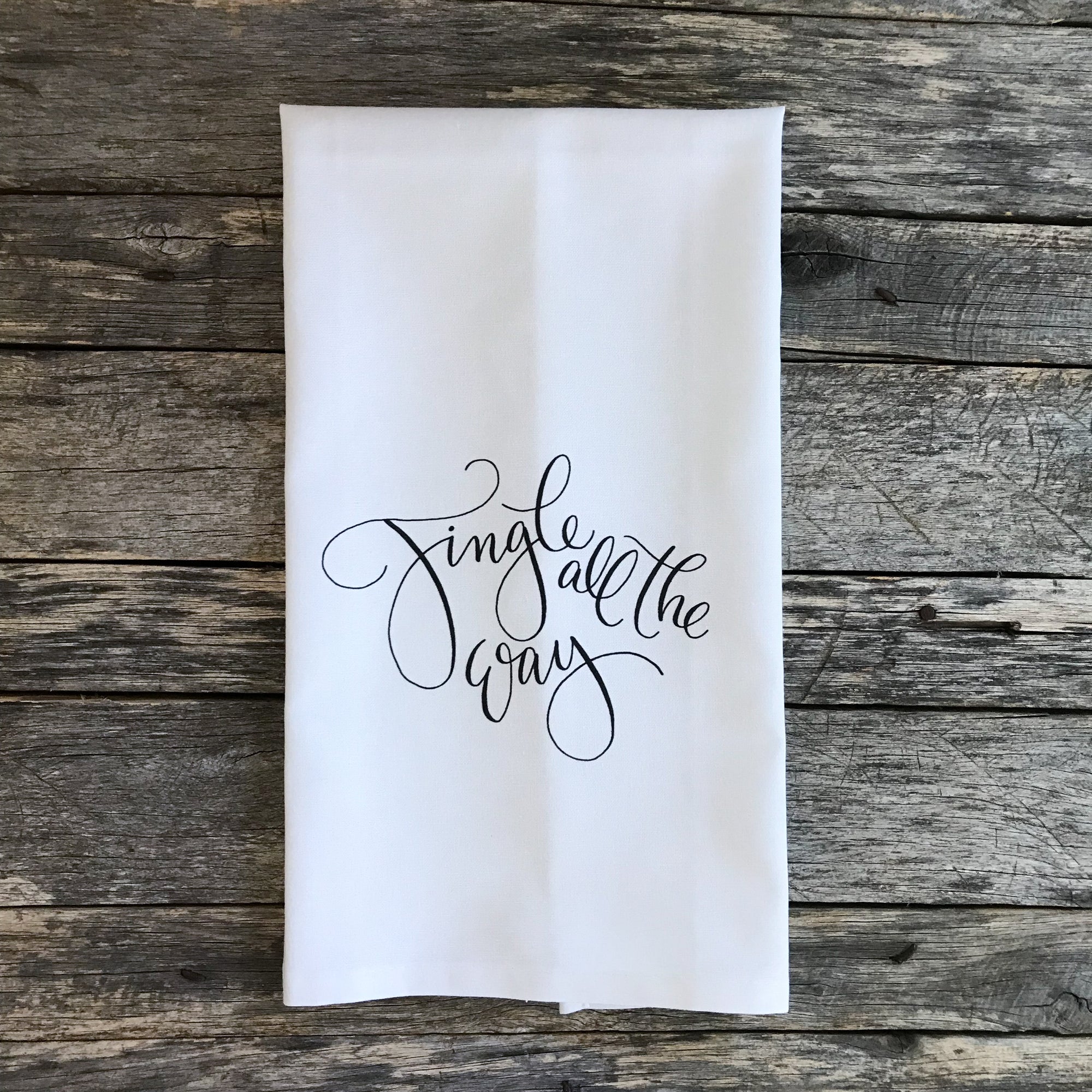 Jingle All the Way Tea Towel - Linen and Ivory