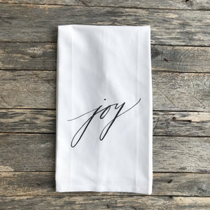 Joy Script Tea Towel (Black) - Linen and Ivory