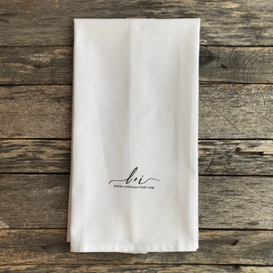 Give Thanks Calligraphy Tea Towel - Linen and Ivory