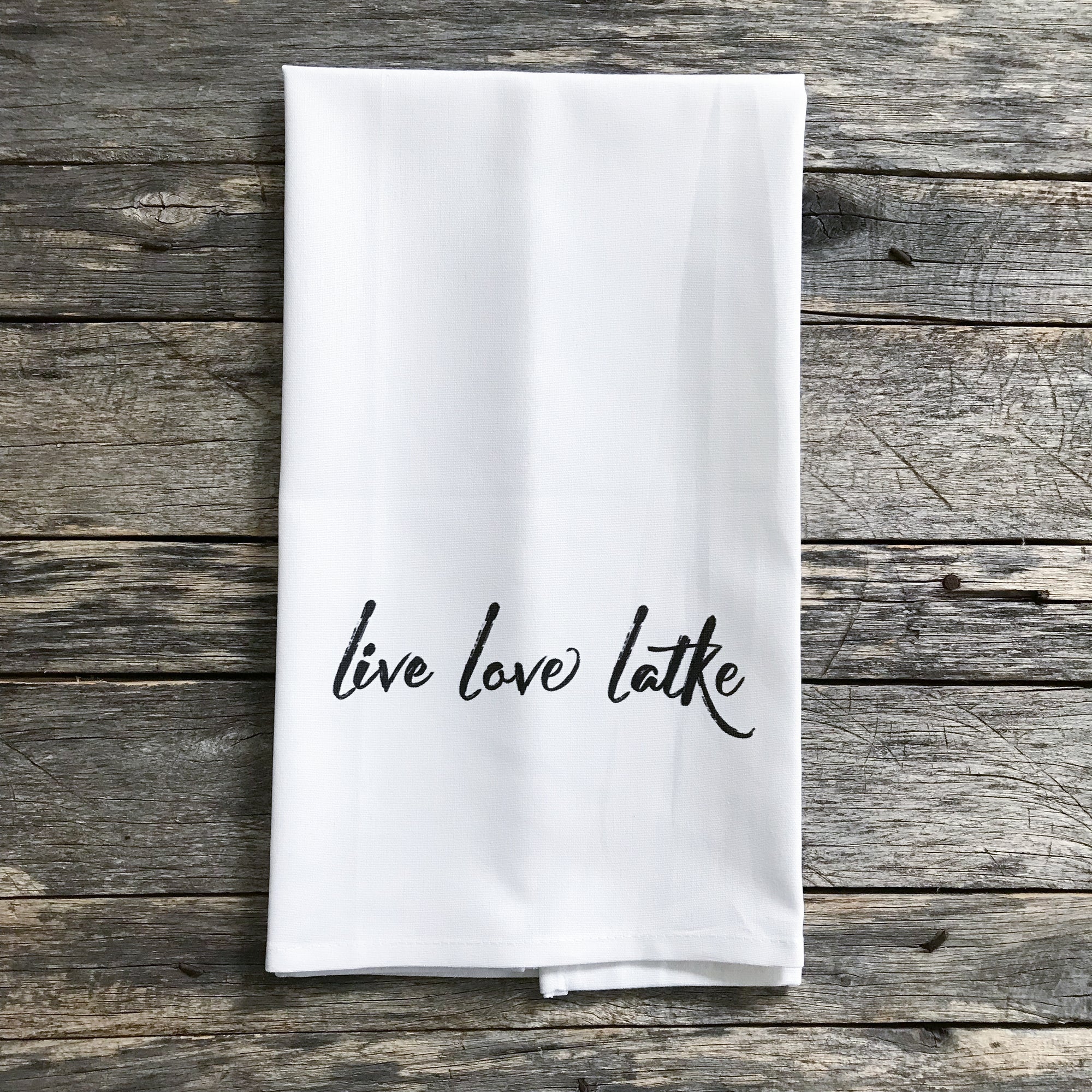Live Love Latke Tea Towel - Linen and Ivory
