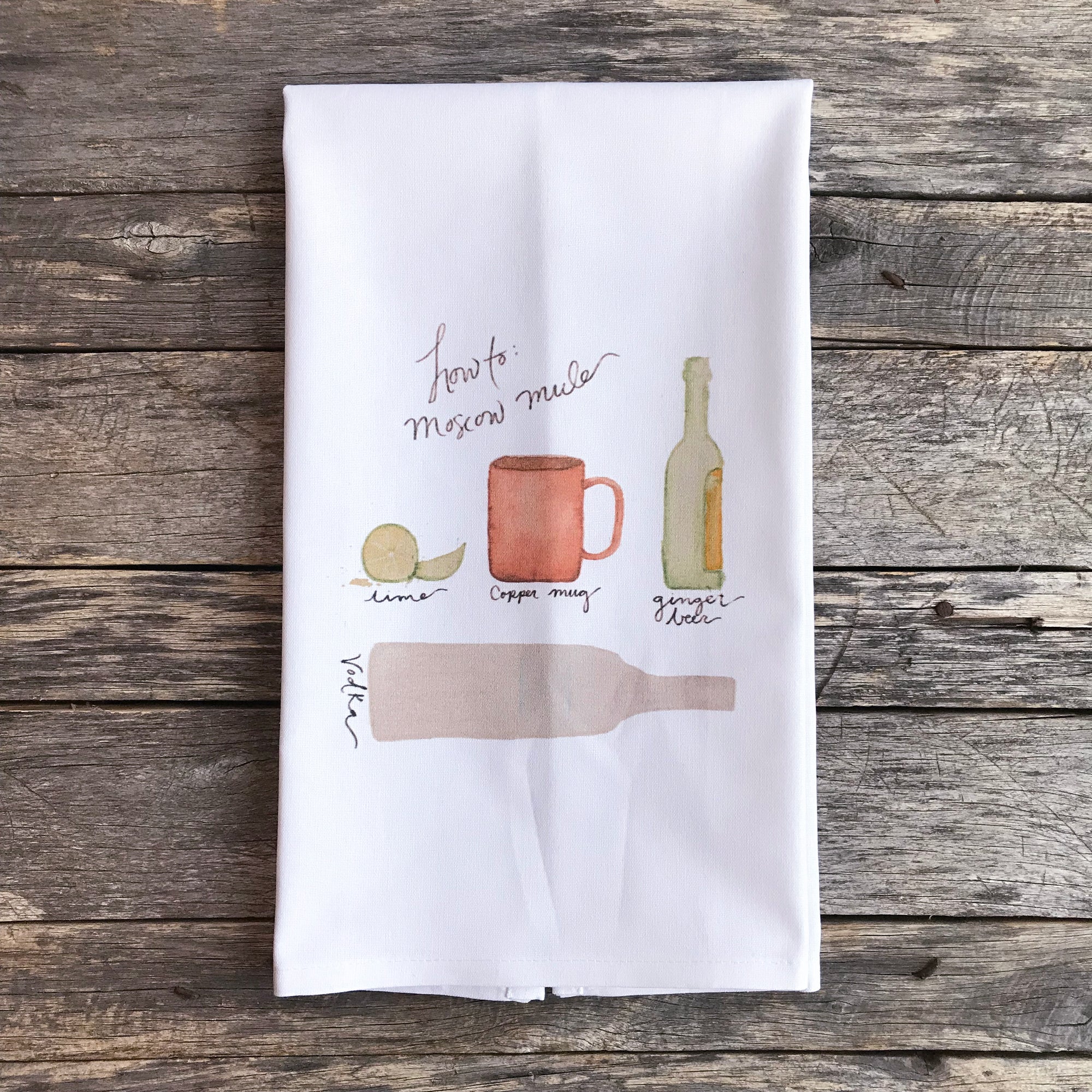 Moscow Mule Tea Towel - Linen and Ivory