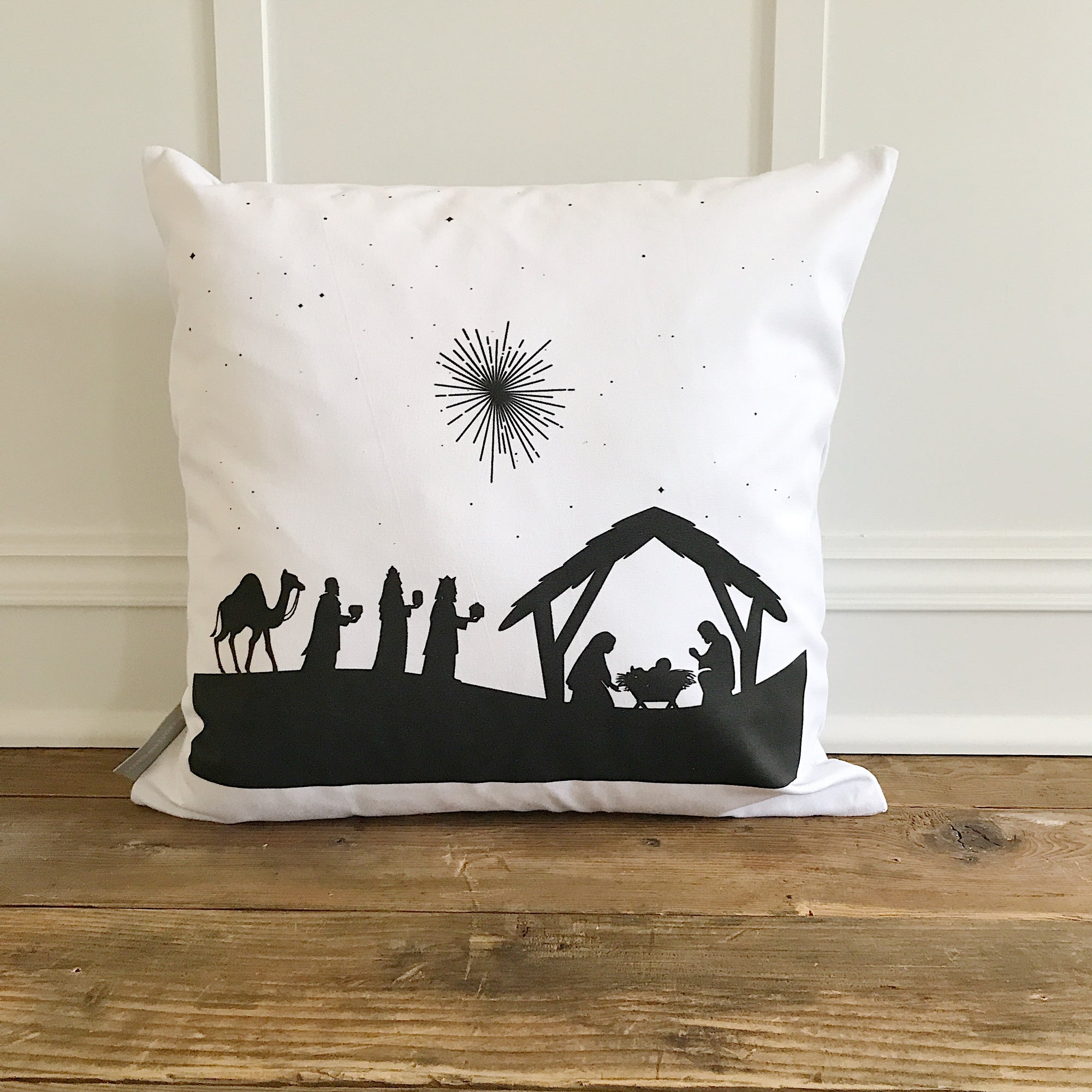 Nativity Pillow Cover - Linen and Ivory