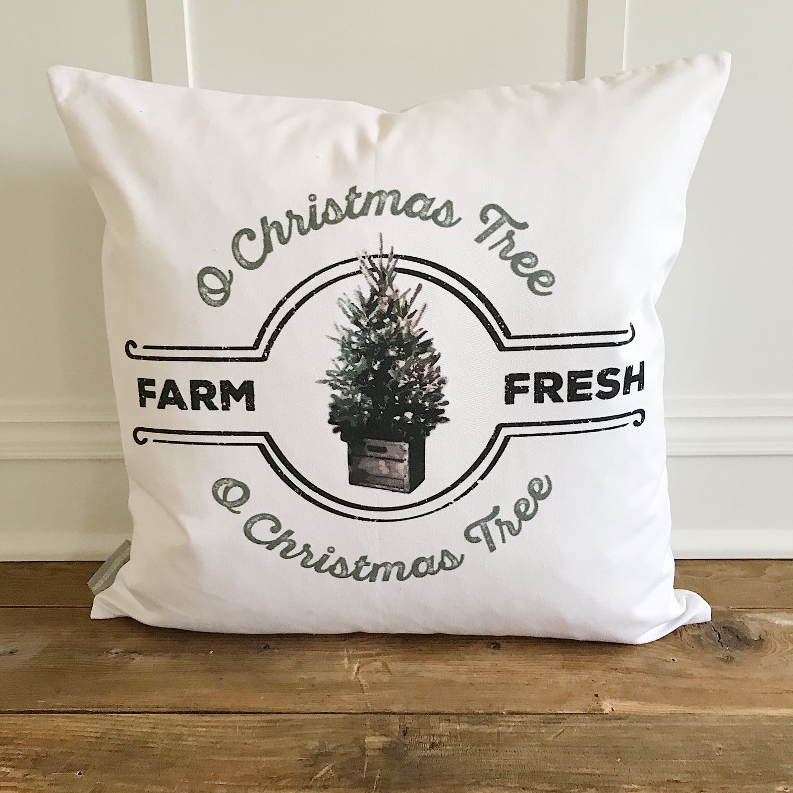 O Christmas Tree Farm Fresh Pillow Cover - Linen and Ivory