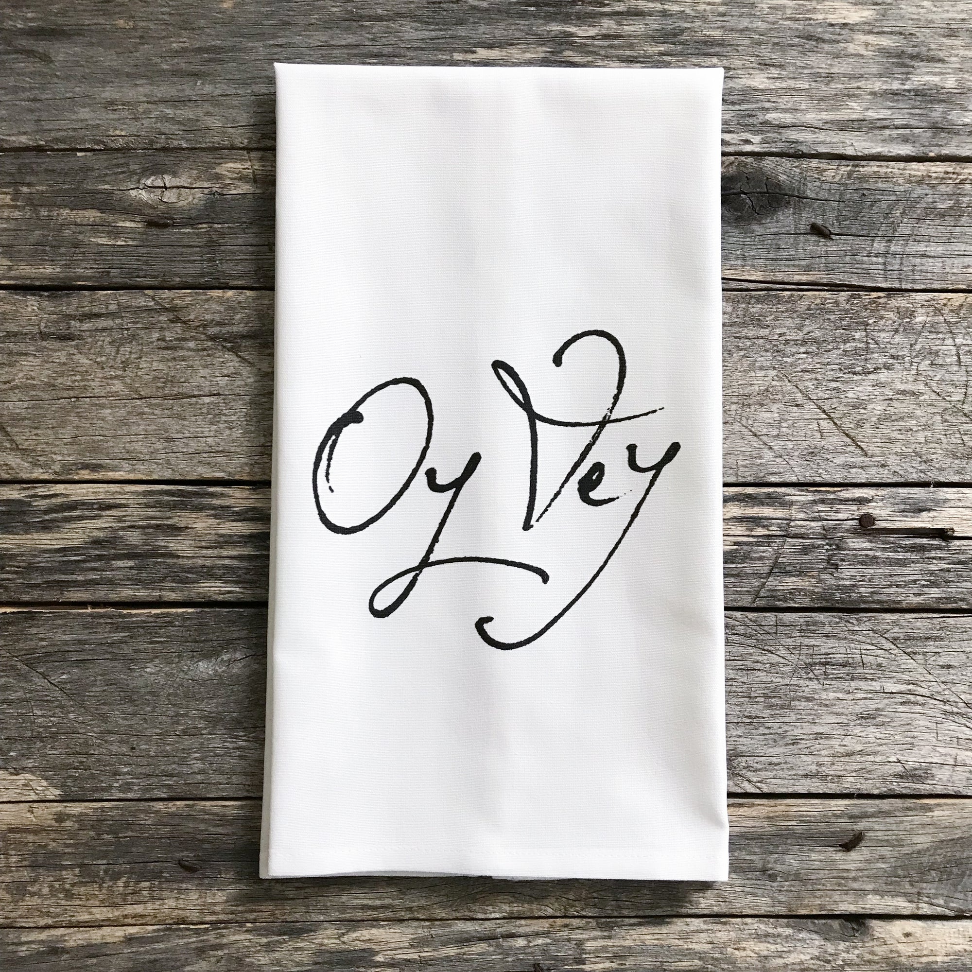 Oy Vey Tea Towel - Linen and Ivory