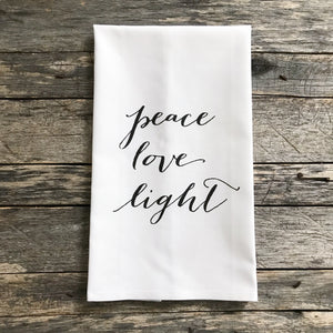 Peace Love Light Tea Towel - Linen and Ivory
