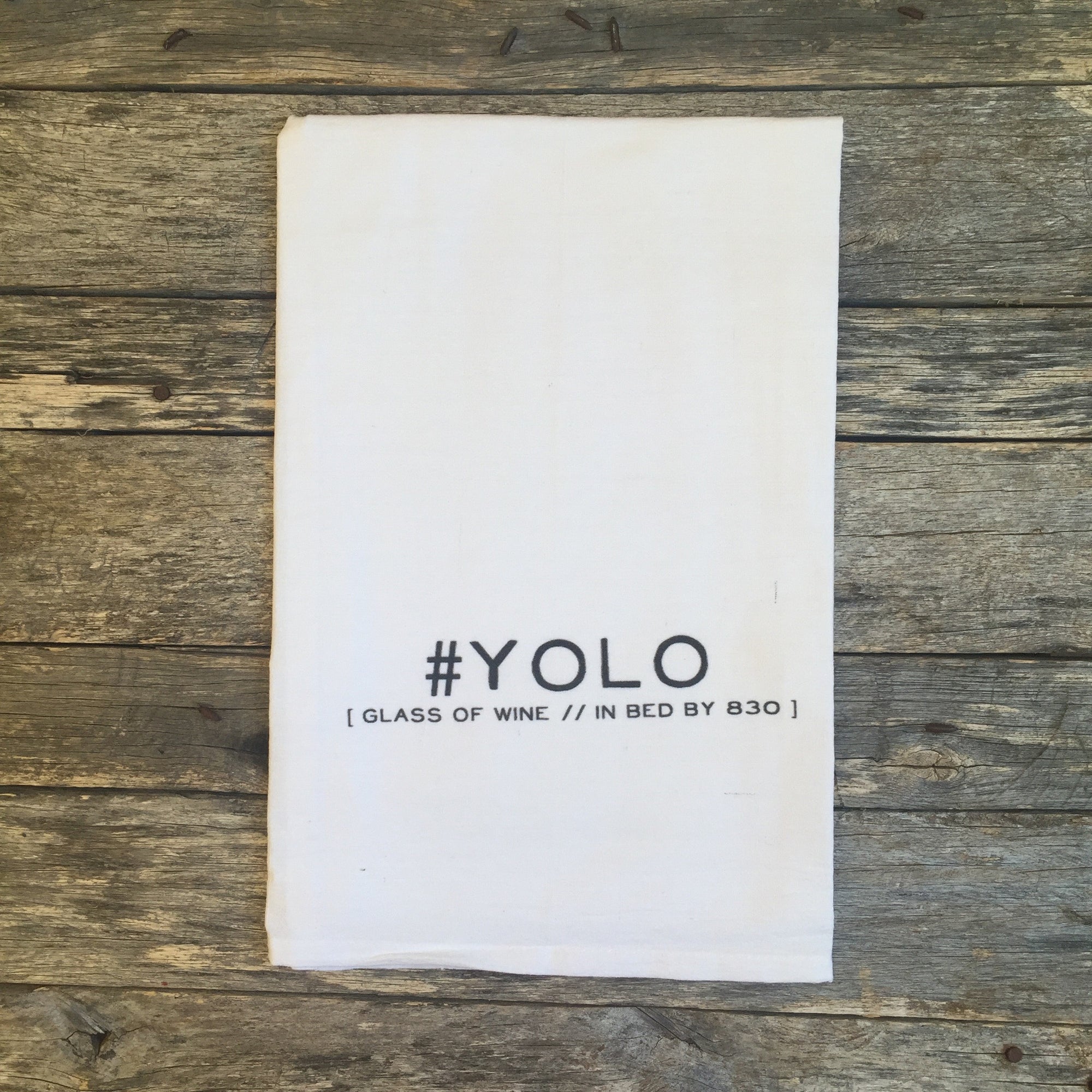 #YOLO Tea Towel - Linen and Ivory