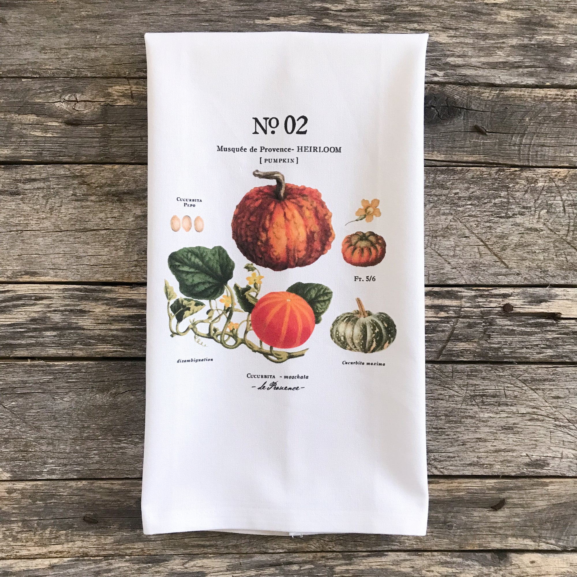Pumpkin Botanical No. 2 Tea Towel - Linen and Ivory