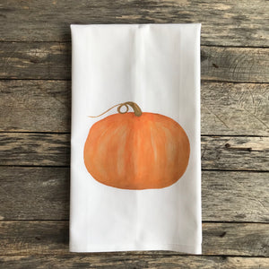 Watercolor Pumpkin Tea Towel - Linen and Ivory